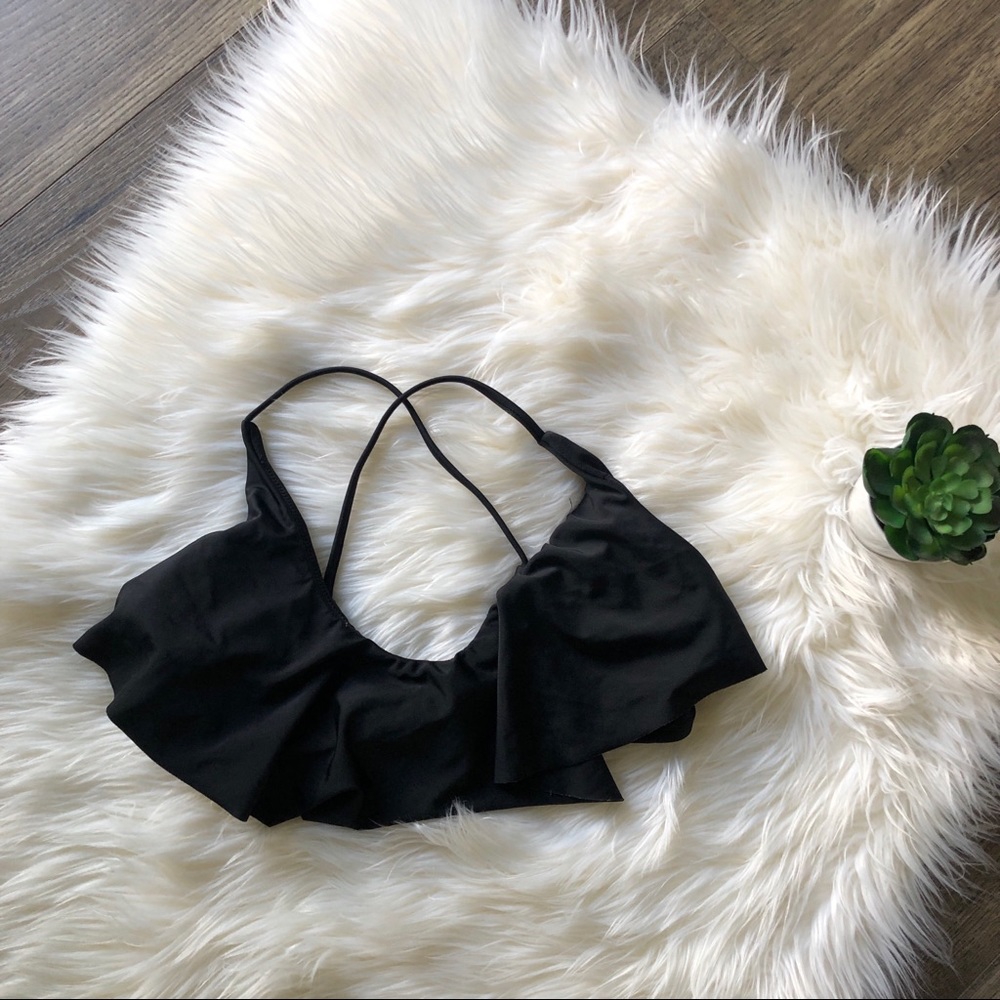 Xhileration Black ruffle bikini top